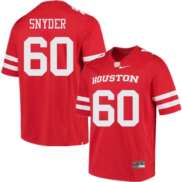 Men #60 Kordell Snyder Houston Cougars College Football Jerseys Sale-Red - Click Image to Close